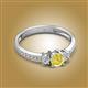 2 - Aniyah 0.71 ctw (5.00 mm) Classic Three Stone Round Yellow Diamond and Natural Diamond Engagement Ring 
