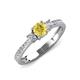 3 - Aniyah 0.74 ctw (5.00 mm) Classic Three Stone Round Yellow Sapphire and Natural Diamond Engagement Ring 