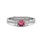 1 - Aniyah 0.61 ctw (5.00 mm) Classic Three Stone Round Pink Tourmaline and Natural Diamond Engagement Ring 