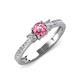3 - Aniyah 0.61 ctw (5.00 mm) Classic Three Stone Round Pink Tourmaline and Natural Diamond Engagement Ring 