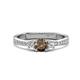 1 - Aniyah 0.69 ctw (5.00 mm) Classic Three Stone Round Smoky Quartz and Natural Diamond Engagement Ring 
