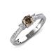 3 - Aniyah 0.69 ctw (5.00 mm) Classic Three Stone Round Smoky Quartz and Natural Diamond Engagement Ring 
