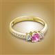 2 - Aniyah 0.74 ctw (5.00 mm) Classic Three Stone Round Pink Sapphire and Lab Grown Diamond Engagement Ring 