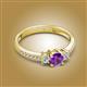 2 - Aniyah 0.61 ctw (5.00 mm) Classic Three Stone Round Amethyst and Lab Grown Diamond Engagement Ring 