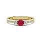 1 - Aniyah 0.76 ctw (5.00 mm) Classic Three Stone Round Ruby and Lab Grown Diamond Engagement Ring 