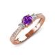 3 - Aniyah 0.61 ctw (5.00 mm) Classic Three Stone Round Amethyst and Lab Grown Diamond Engagement Ring 