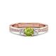 1 - Aniyah 0.71 ctw (5.00 mm) Classic Three Stone Round Peridot and Lab Grown Diamond Engagement Ring 