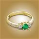 2 - Aniyah 0.61 ctw (5.00 mm) Classic Three Stone Round Emerald and Lab Grown Diamond Engagement Ring 