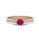 1 - Aniyah 0.76 ctw (5.00 mm) Classic Three Stone Round Ruby and Lab Grown Diamond Engagement Ring 