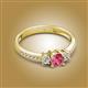 2 - Aniyah 0.61 ctw (5.00 mm) Classic Three Stone Round Pink Tourmaline and Lab Grown Diamond Engagement Ring 