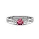 1 - Aniyah 0.61 ctw (5.00 mm) Classic Three Stone Round Pink Tourmaline and Lab Grown Diamond Engagement Ring 