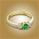 2 - Aniyah 0.81 ctw (5.00 mm) Classic Three Stone Round Green Garnet and Lab Grown Diamond Engagement Ring 