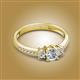 2 - Aniyah 0.66 ctw (5.00 mm) Classic Three Stone Round Moissanite and Lab Grown Diamond Engagement Ring 