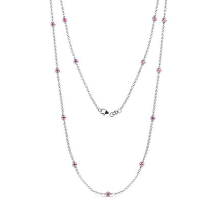 Lien 13Stn Pink Sapphire on Cable Necklace