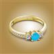 2 - Aniyah 0.57 ctw (5.00 mm) Classic Three Stone Round Turquoise and Lab Grown Diamond Engagement Ring 