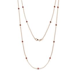 Lien 13Stn Ruby on Cable Necklace Stone Ruby ctw Womens Station Necklace K Rose Gold