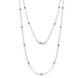 Lien 13Stn Iolite on Cable Necklace Stone Iolite ctw Womens Station Necklace K White Gold