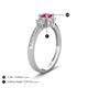 4 - Aniyah 0.76 ctw (5.00 mm) Classic Three Stone Round Ruby and Lab Grown Diamond Engagement Ring 