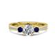 1 - Aniyah 1.36 ctw (6.50 mm) GIA Certified Classic Three Stone Round Natural Diamond (SI/H) and Blue Sapphire Engagement Ring 