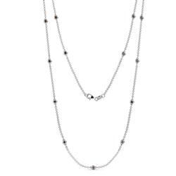Lien 13Stn Smoky Quartz on Cable Necklace Stone Smoky Quartz ctw Womens Station Necklace K White Gold