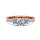1 - Aniyah 1.32 ctw (6.50 mm) GIA Certified Classic Three Stone Round Natural Diamond (SI/H) and Blue Topaz Engagement Ring 