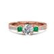 1 - Aniyah 1.34 ctw (6.50 mm) GIA Certified Classic Three Stone Round Natural Diamond (SI/H) and Emerald Engagement Ring 