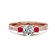 1 - Aniyah 1.34 ctw (6.50 mm) GIA Certified Classic Three Stone Round Natural Diamond (SI/H) and Ruby Engagement Ring 