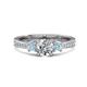 1 - Aniyah 1.30 ctw (6.50 mm) GIA Certified Classic Three Stone Round Natural Diamond (SI/G) and Aquamarine Engagement Ring 