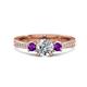 1 - Aniyah 1.30 ctw (6.50 mm) GIA Certified Classic Three Stone Round Natural Diamond (SI/G) and Amethyst Engagement Ring 