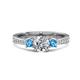 1 - Aniyah 1.32 ctw (6.50 mm) GIA Certified Classic Three Stone Round Natural Diamond (SI/G) and Blue Topaz Engagement Ring 
