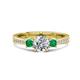 1 - Aniyah 1.34 ctw (6.50 mm) GIA Certified Classic Three Stone Round Natural Diamond (SI/G) and Emerald Engagement Ring 