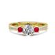 1 - Aniyah 1.34 ctw (6.50 mm) GIA Certified Classic Three Stone Round Natural Diamond (SI/G) and Ruby Engagement Ring 