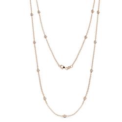 Lien 13Stn White Sapphire on Cable Necklace Stone White Sapphire ctw Womens Station Necklace K Rose Gold