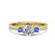 1 - Aniyah 1.32 ctw (6.50 mm) GIA Certified Classic Three Stone Round Natural Diamond (SI/H) and Tanzanite Engagement Ring 