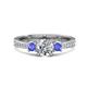 1 - Aniyah 1.32 ctw (6.50 mm) GIA Certified Classic Three Stone Round Natural Diamond (SI/G) and Tanzanite Engagement Ring 