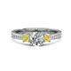 1 - Aniyah 1.34 ctw (6.50 mm) GIA Certified Classic Three Stone Round Natural Diamond (SI/G) and Yellow Diamond Engagement Ring 