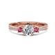 1 - Aniyah 1.30 ctw (6.50 mm) GIA Certified Classic Three Stone Round Natural Diamond (SI/G) and Pink Tourmaline Engagement Ring 