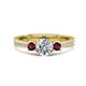 1 - Aniyah 1.38 ctw (6.50 mm) GIA Certified Classic Three Stone Round Natural Diamond (SI/H) and Rhodolite Garnet Engagement Ring 