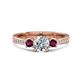 1 - Aniyah 1.38 ctw (6.50 mm) GIA Certified Classic Three Stone Round Natural Diamond (SI/H) and Rhodolite Garnet Engagement Ring 
