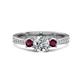 1 - Aniyah 1.38 ctw (6.50 mm) GIA Certified Classic Three Stone Round Natural Diamond (SI/G) and Rhodolite Garnet Engagement Ring 