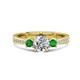 1 - Aniyah 1.38 ctw (6.50 mm) GIA Certified Classic Three Stone Round Natural Diamond (SI/G) and Green Garnet Engagement Ring 
