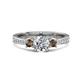 1 - Aniyah 1.34 ctw (6.50 mm) GIA Certified Classic Three Stone Round Natural Diamond (SI/G) and Smoky Quartz Engagement Ring 