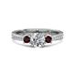 1 - Aniyah 1.38 ctw (6.50 mm) GIA Certified Classic Three Stone Round Natural Diamond (SI/H) and Red Garnet Engagement Ring 