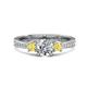 1 - Aniyah 1.35 ctw (6.50 mm) GIA Certified Classic Three Stone Round Natural Diamond (SI/H) and Yellow Sapphire Engagement Ring 