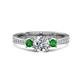 1 - Aniyah 1.38 ctw (6.50 mm) GIA Certified Classic Three Stone Round Natural Diamond (SI/H) and Green Garnet Engagement Ring 