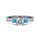 1 - Aniyah 1.28 ctw (6.50 mm) GIA Certified Classic Three Stone Round Natural Diamond (SI/H) and Turquoise Engagement Ring 