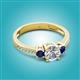 2 - Aniyah 1.36 ctw (6.50 mm) GIA Certified Classic Three Stone Round Natural Diamond (SI/H) and Blue Sapphire Engagement Ring 