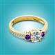2 - Aniyah 1.30 ctw (6.50 mm) GIA Certified Classic Three Stone Round Natural Diamond (SI/H) and Amethyst Engagement Ring 