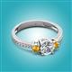 2 - Aniyah 1.30 ctw (6.50 mm) GIA Certified Classic Three Stone Round Natural Diamond (SI/H) and Citrine Engagement Ring 