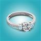 2 - Aniyah 1.30 ctw (6.50 mm) GIA Certified Classic Three Stone Round Natural Diamond (SI/G) and Aquamarine Engagement Ring 